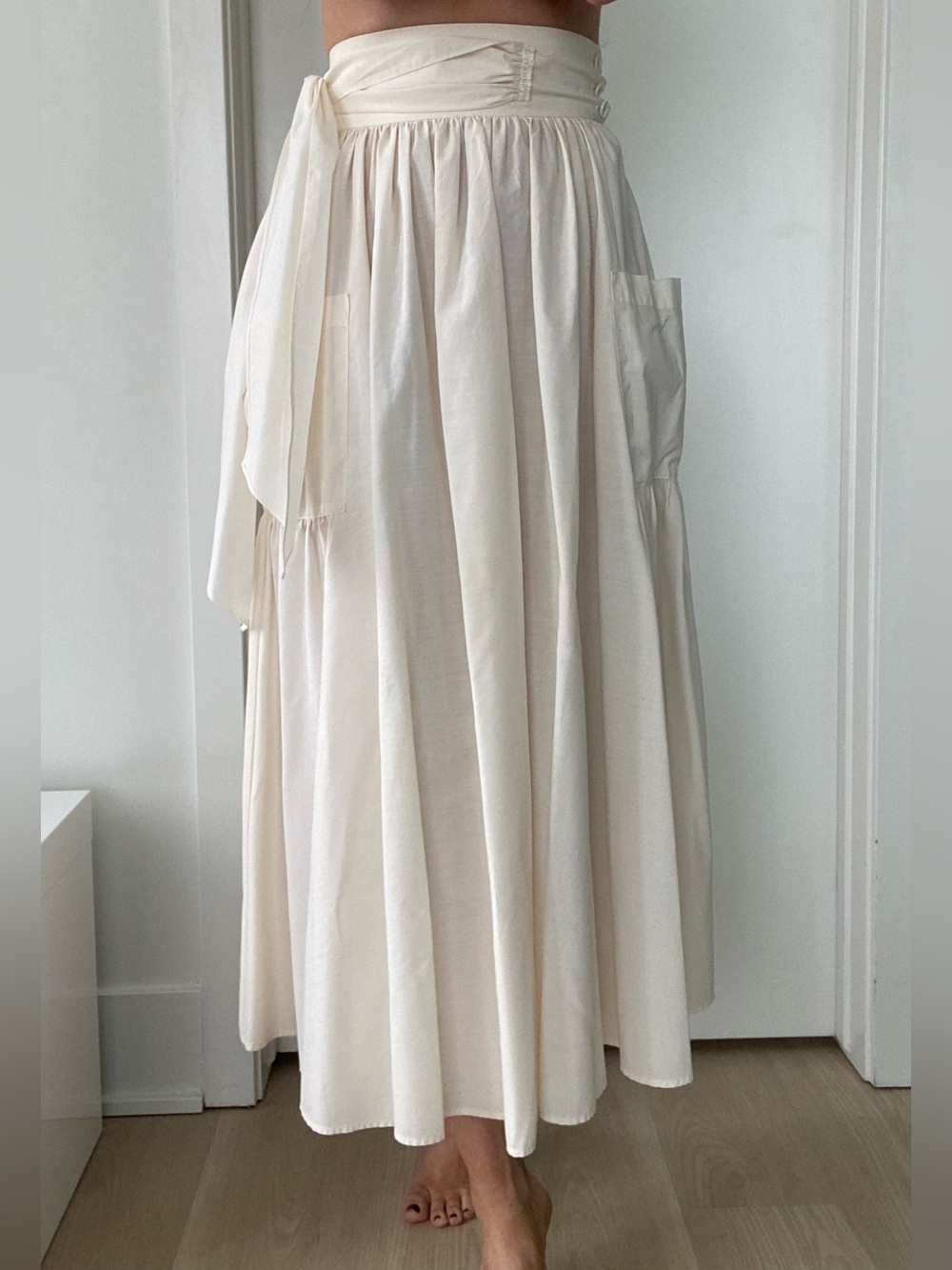 Lagen Look unlabelled 100% Cotton 2 piece cream colour top and skirt size S & L - Picture 9 of 10